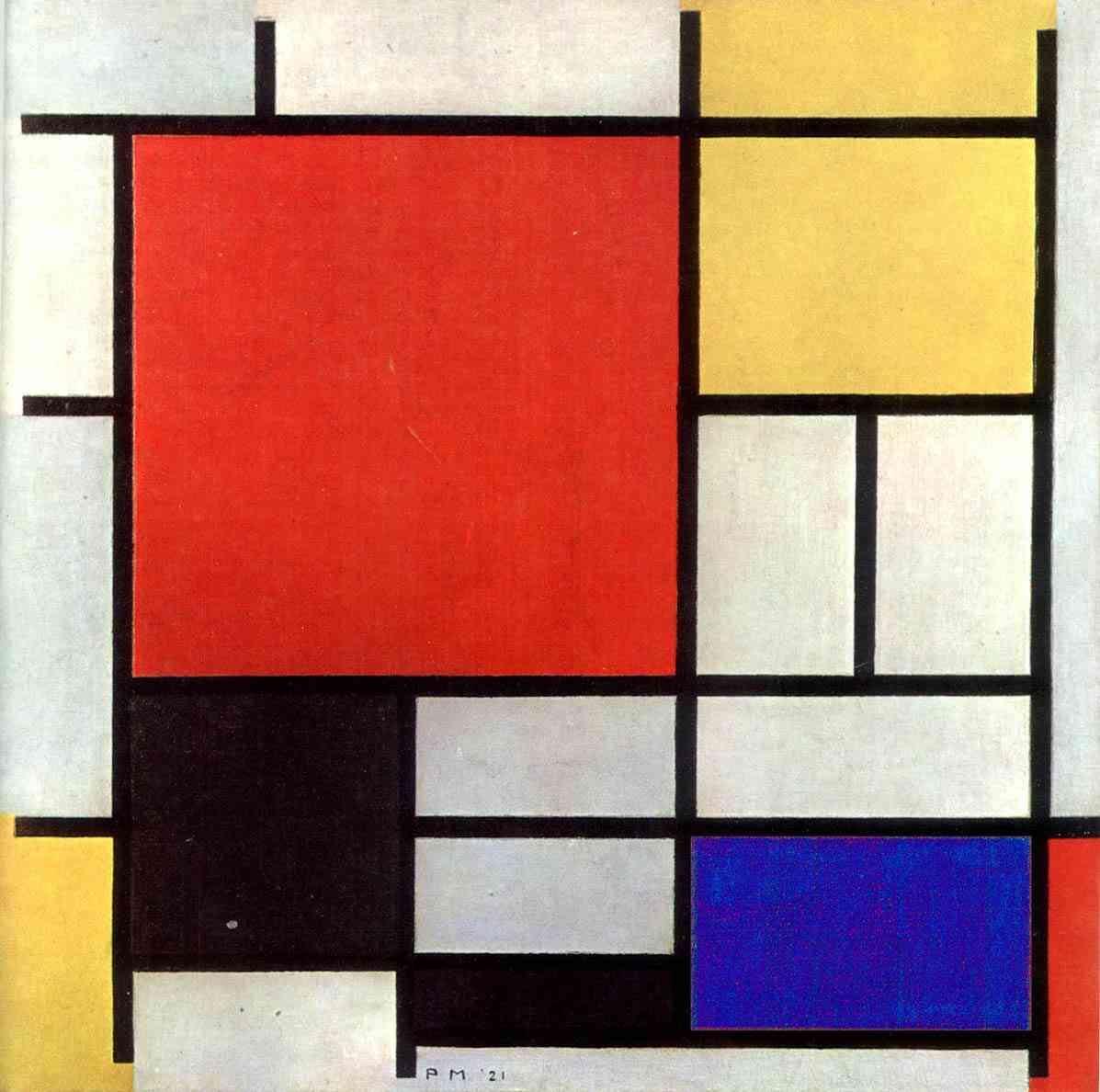 Composição com vermelho, amarelo, azul e preto. Quadro de Piet Mondrian – 1921. Fonte: Infoescola