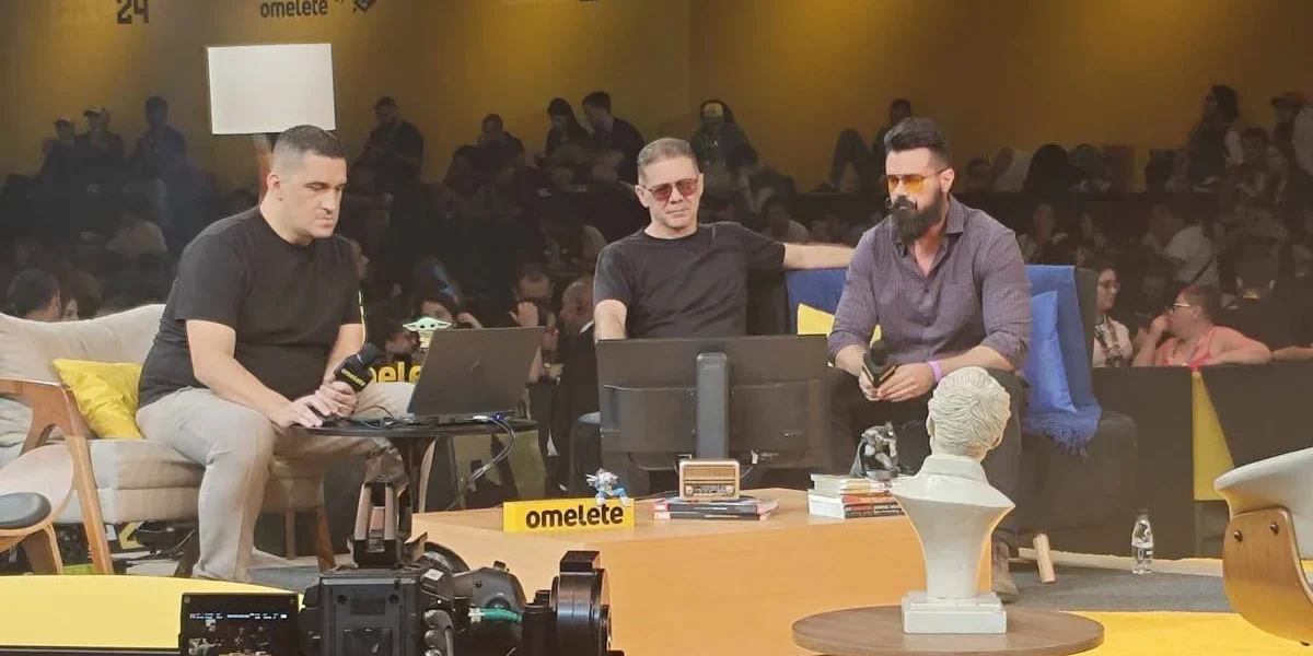 Gravação de um "Dublaralho", com Gaveta e o convidado especial da vez, Wendel Bezerra, no Palco Omelete na CCXP24.