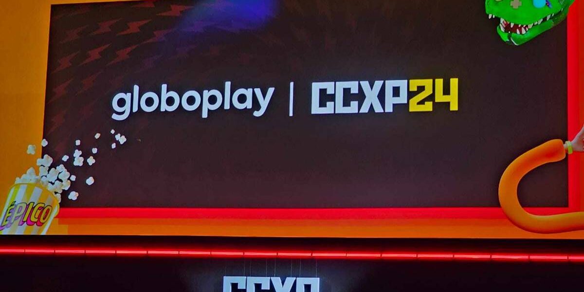 Realities Quentes no Painel da Globoplay na CCXP24 Telão de apresentação da Globoplay no Palco Thunder da CCXP24 antes das estreias serem anunciadas. Fotografia para a matéria de "Vermelho Sangue".