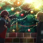 Meninas Malvadas | Jonathan Bennet quer Reunir Lindsay Lohan e Lacey Chabert em Filme de Natal Personagens de Horimiya na frente de uma árvore de natal na rua.
