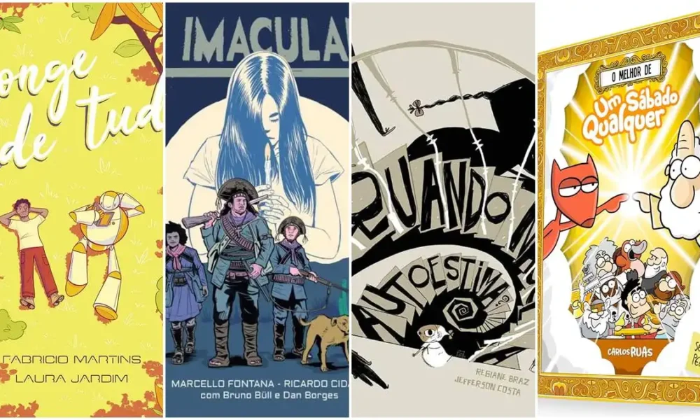 Colagem de capas de HQs para nossa reportagem de melhores quadrinhos da CCXP24.