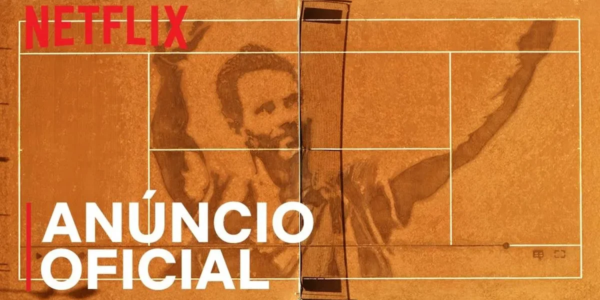 Rafael Nadal | Netflix Anuncia Série Documental Sobre Ex-número 1 do Tênis Thumbnail de anúncio da série documental "Rafa", sobre o tenista espanhol Rafael Nadal. À esquerda, inferior direito, está escrito "anúncio oficial". A figura de Rafael Nadal está desenhada em relevo em uma quadra de tênis vista de cima.
