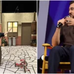 Colagem com foto do perfil do instagram de Vincent Martella à esquerda, no barril de chaves, e imagem de divulgação de sua vinda para a CCXP24 no Palco Thunder, à direita, sentado em uma cadeira e com microfone na mão.