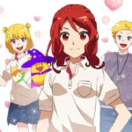 A protagonista de "Romantic Killer", Anzu Hoshino, cercada por três versões de Riri, sua "fada madrinha", duas delas humanizadas. Anime está disponível pela Netflix.