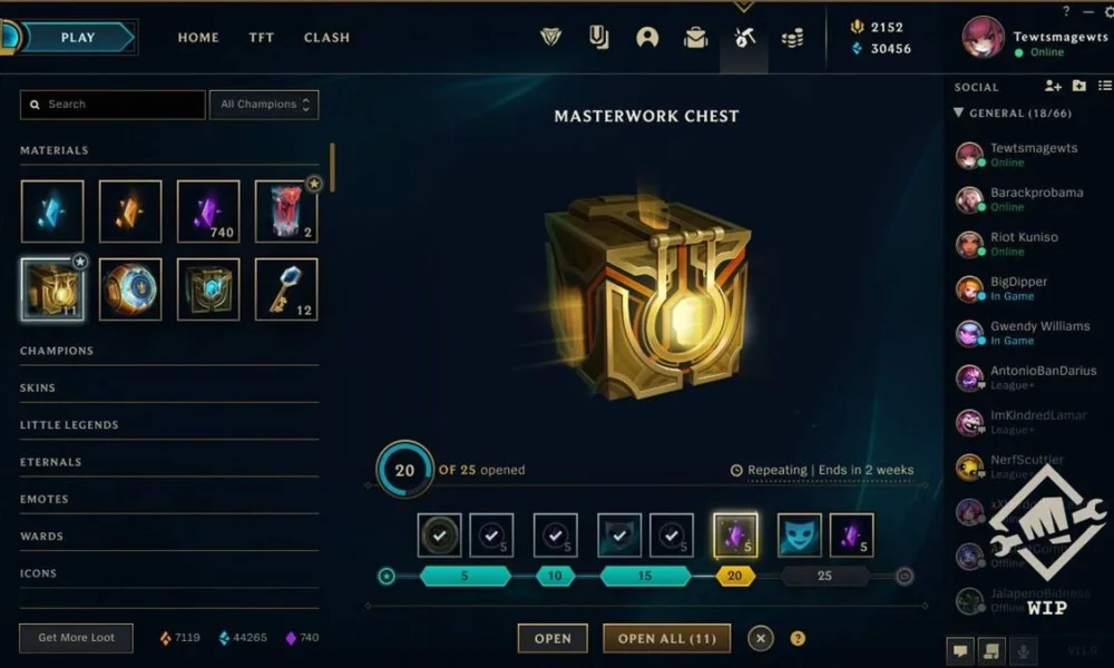 Sistema de criação Hextech em League of Legends.