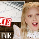 Lady Gaga boquiaberta em thumbnail da Vanity Fair sobre entrevista com teste do polígrafo com a cantora.