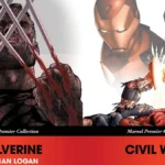 Capas de "Wolverine: Old Man Logan" e "Civil War", da Marvel Premier Collection.