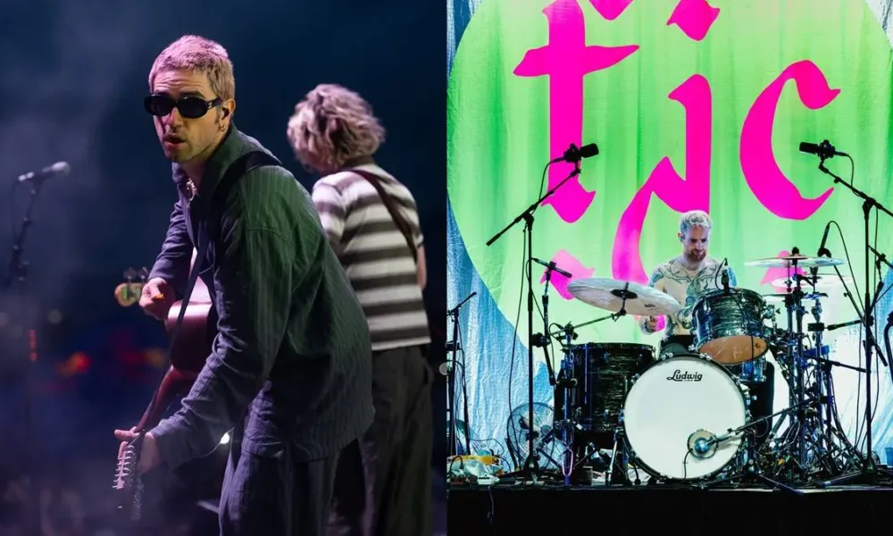 Colagem de fotos do show da banda Fountaines D. C. em Brisbane.