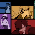 No documentário “The Age of Disclosure” Funcionários do Governo do EUA Admitem que Aliens Existem Imagem em fundo preto com cinco personagens do anime "Lazarus" (2025), cada um enquadrado em um frame fazendo uma pose e com uma paleta de cores: azul, roxo, amarelo, verde, e vermelho.