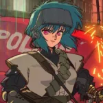 Recorte do primeiro pôster para nova adaptação, de 2026, de "Ghost in the Shell" em forma de série animada.