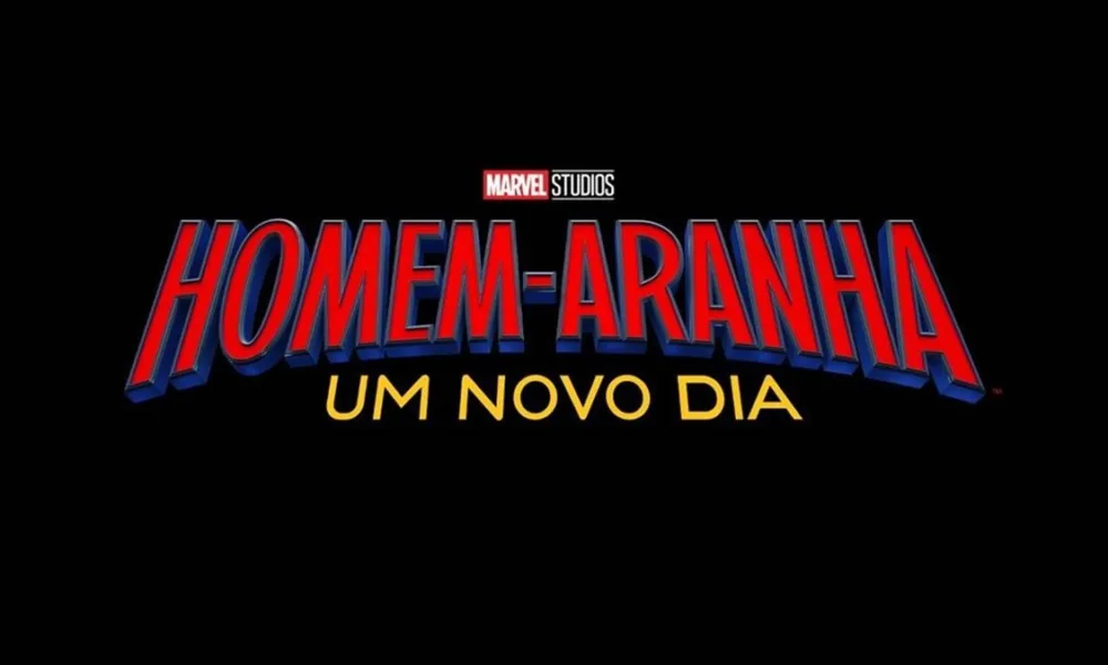 Logo em português, em fundo preto, do 4º filme do Homem Aranha.