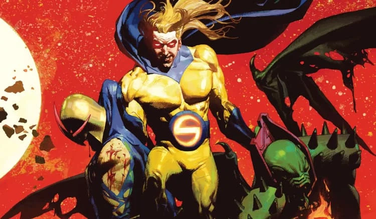 Sentinela | Quem é Herói De "Thunderbolts*" nas HQs 5 Sentinela, carregando dois corpos, em "Aniquilação (2019)" #1.