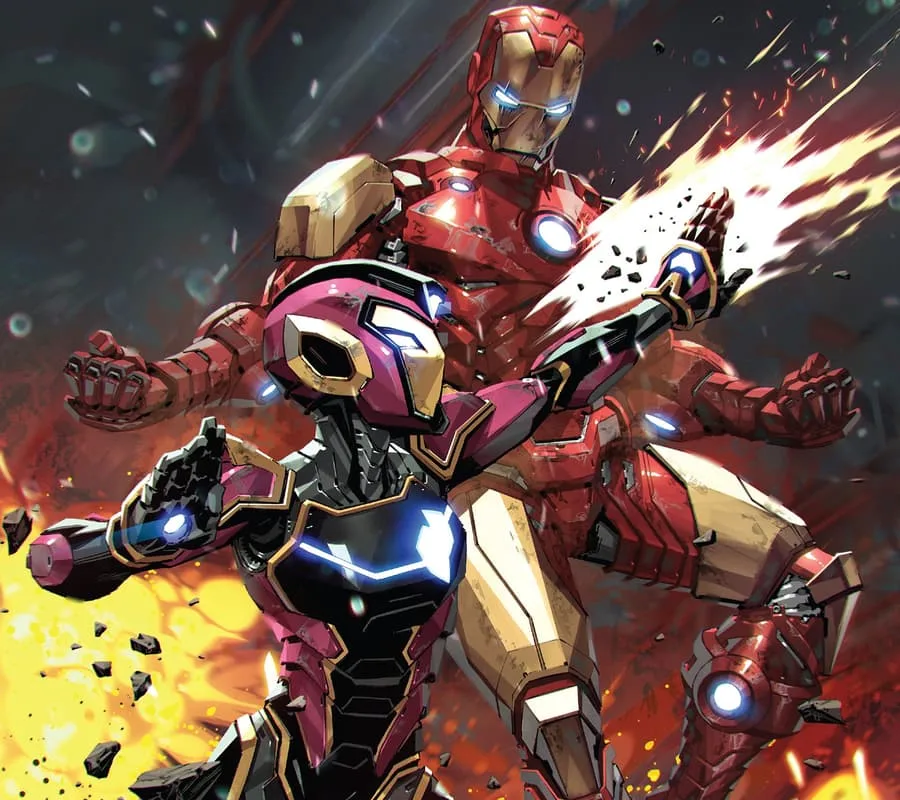 Coração de Ferro | Quem é Riri Williams? Conheça Origem da Heroína nas HQs 8 Coração de Ferro com o Homem de Ferro no fundo.