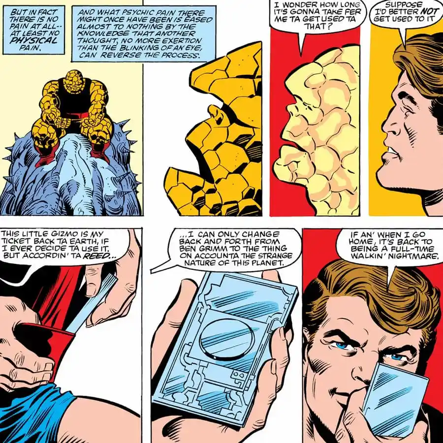 Quarteto Fantástico | A vida trágica do Coisa 5 Seis quadros de "O Coisa" #11, de 1983.
