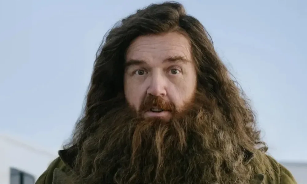 Nick Frost como Hagrid na série Harry Potter