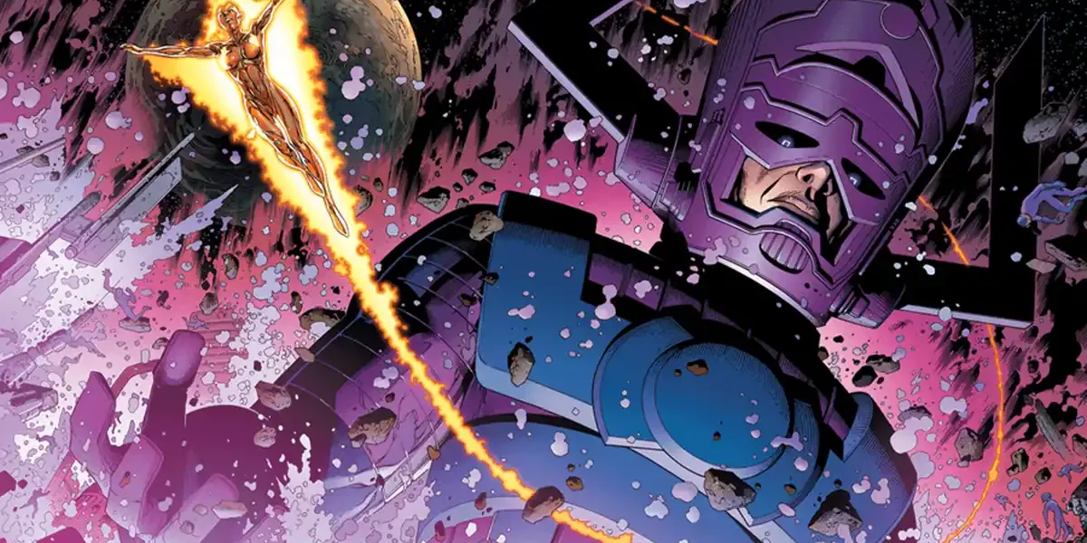 Quarteto Fantástico | Por que Galactus Come Planetas? Galactus, como visto de baixo para cima, em "Novos Vingadores", edição #40 de 2004.