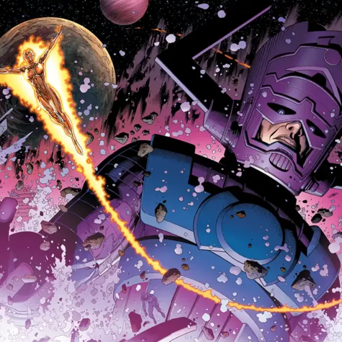 Galactus, como visto de baixo para cima, em "Novos Vingadores", edição #40 de 2004.