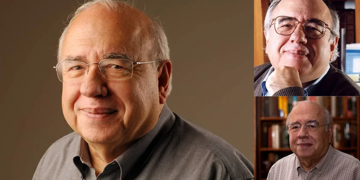 Colagem com três fotos de Luis Fernando Verissimo, por volta de 80 anos.