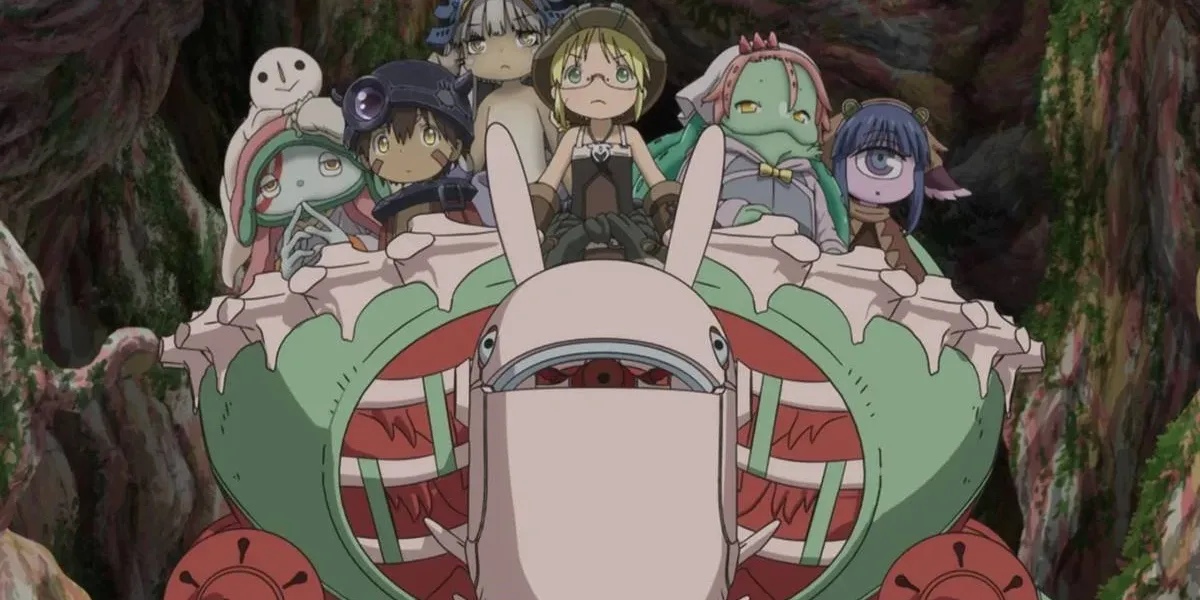 Made in Abyss | Filme Dará Sequência à 2ª Temporada Personagens de Made in Abyss em uma montaria na finale da segunda temporada.