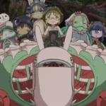 Personagens de Made in Abyss em uma montaria na finale da segunda temporada.