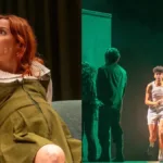 Colagem com duas fotos de apresentação do espetáculo "República Lee", em homenagem à obra de Rita Lee.