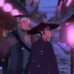 Imagem captura de tela usada como divulgação da primeira temporada da animação da Netflix "Samurai de Olhos Azuis".