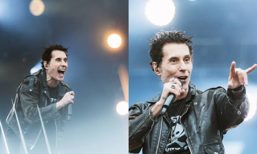 Dinho Ouro Preto em duas fotos no show do Capital Inicial no The Town 2025.