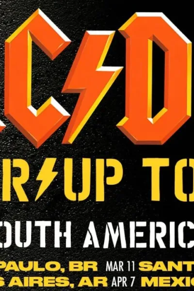 AC/DC | Haverá Uma Quarta Data no Brasil? Imagem promocional para vinda do AC/DC ao Brasil, cartaz em preto com as datas de concerto.