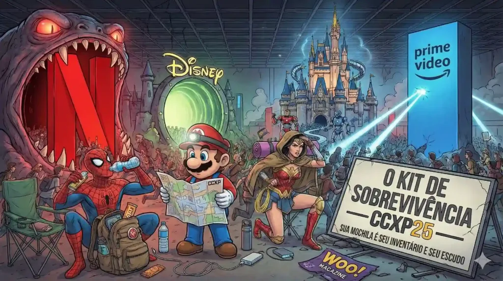 Como Sobreviver à CCXP25 | Seu Guia Definitivo para Vencer o Apocalipse Geek Sem Perder a Sanidade (ou os Brindes) 2 CCXP25 - Kit de Sobrevivência