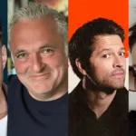 Colagem em quatro partes na horizontal com fotos de Tom Wlaschiha, Genndy Tartakovsky, Misha Collins, Sara Pichelli, algumas das atrações da CCXP25.