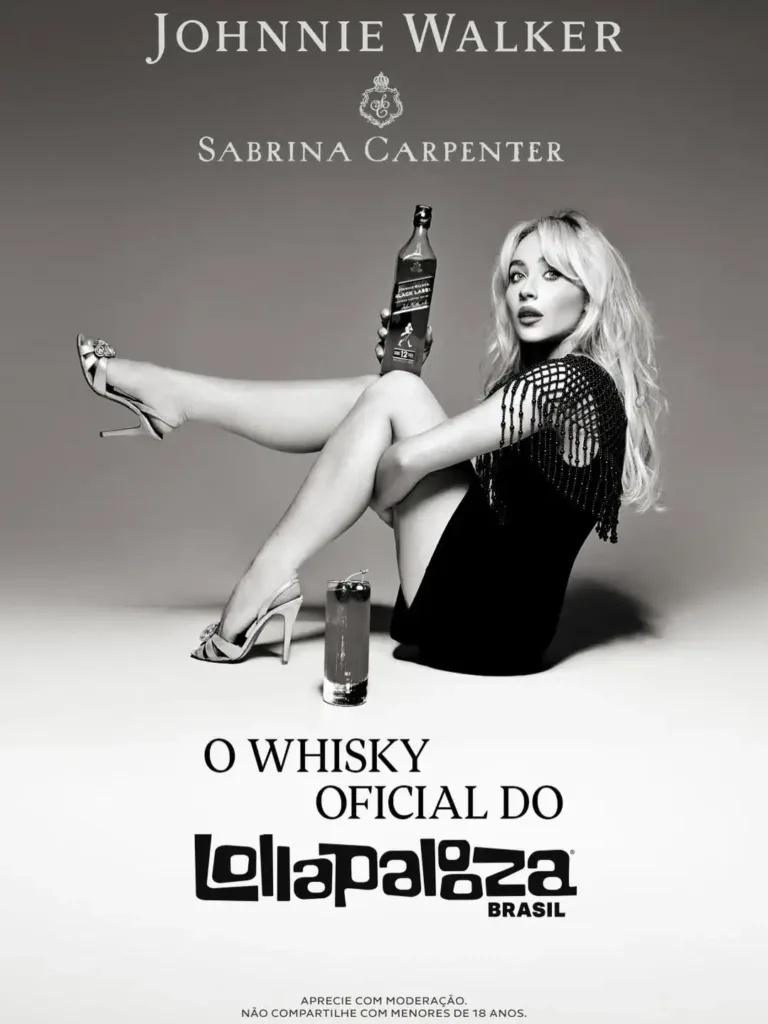 Sabrina Carpenter como embaixadora da Johnnie Walker no Lollapalooza Brasil 2026