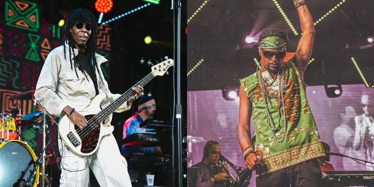 Suhai Music Hall 2026 | Cidade Negra Volta e Prova que 30 Anos Não Apagam Nada Foto com colagem de Bino Farias, à esquerda, e à direita Toni Garrido em performance em reunião do Cidade Negra em 2026.