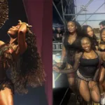 Doechii em colagem com duas fotos em show no Lollapalooza 2026 em Buenos Aires.