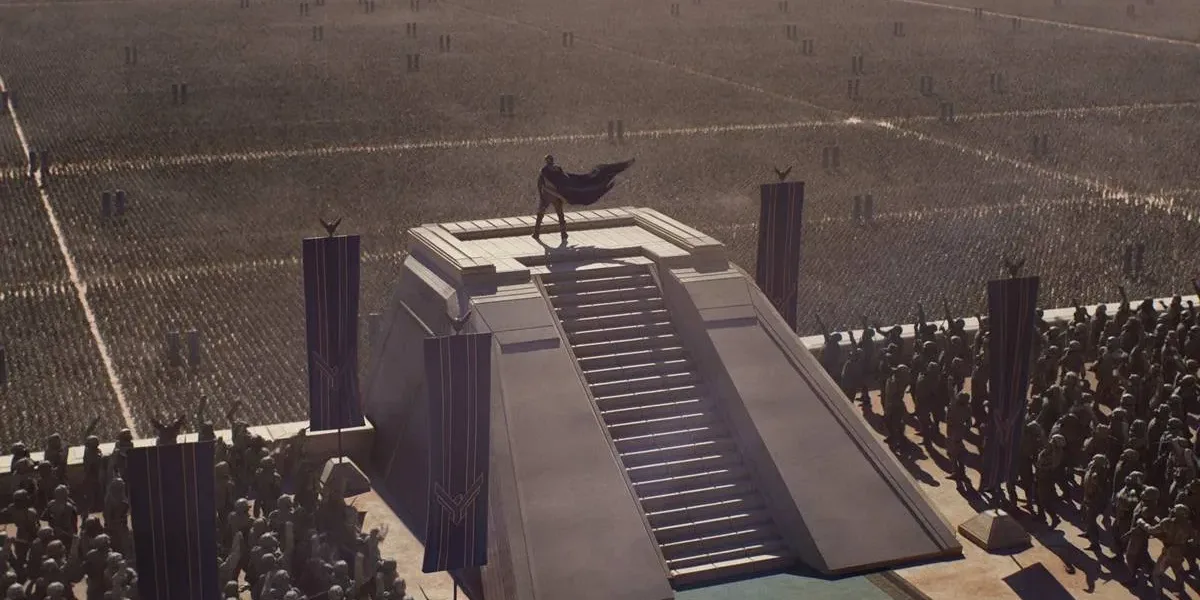 Uma das primeiras imagens de 'Duna: Parte 3', revelando um exército interlagáctico em formação.