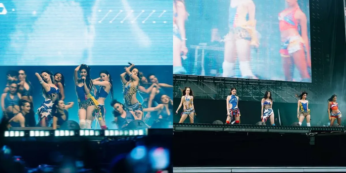 Lollapalooza 2026 | Katseye Fecha Flying Fish Com Excelência Técnica Duas fotos das meninas do Katseye em show na Colômbia em 2026.