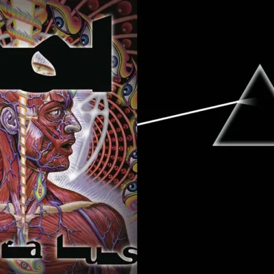 Colagem com as capas dos álbuns "Lateralus" e "Dark Side Of The Moon", respectivamente do Tool e Pink Floyd. Matéria de lista dos discos progressivos obrigatórios.