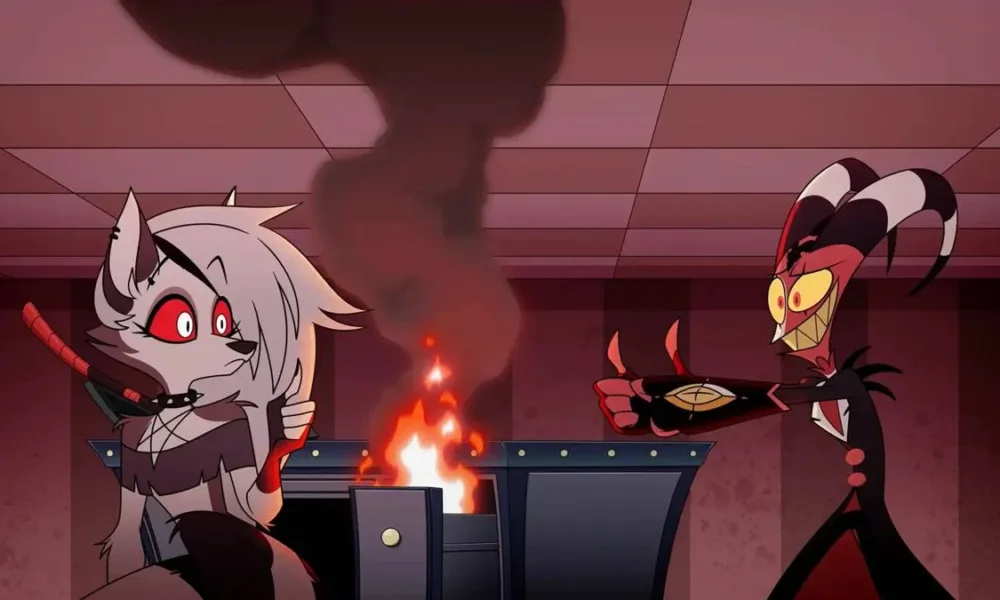 Captura de tela promocional da S2E12 de Helluva Boss: "Mastermind".