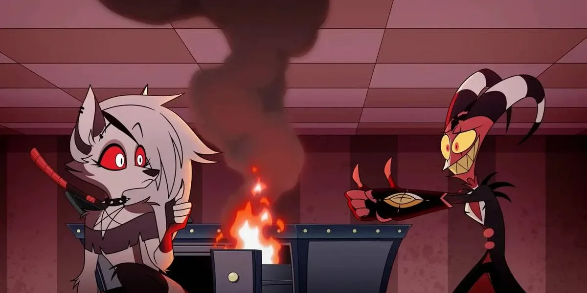 Captura de tela promocional da S2E12 de Helluva Boss: "Mastermind".