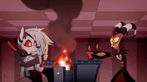 Captura de tela promocional da S2E12 de Helluva Boss: "Mastermind".