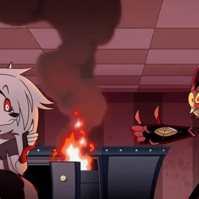 Captura de tela promocional da S2E12 de Helluva Boss: "Mastermind".