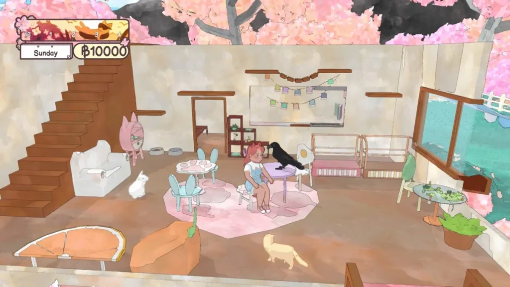 Epic Games Libera Calico e LONESTAR Grátis por Tempo Limitado Nesta Quinta-feira 1 Imagem do jogo de simulação comunitário "Calico", atualmente disponível de graça na Epic Games por tempo limitado. Imagem de interior de casa, personagem com orelhas de gato sentada em cadeira, Corvo em cima da mesa ao seu lado.
