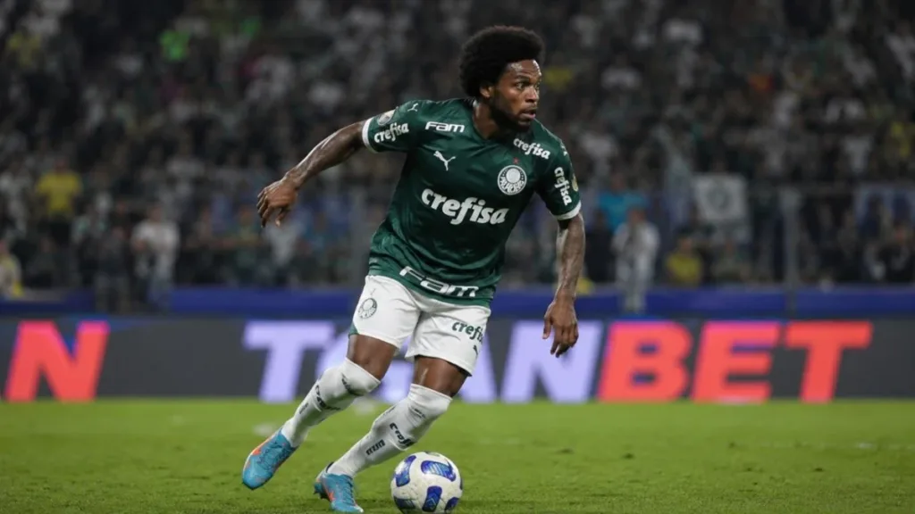 Palmeiras para as oitavas de final da Copa do Brasil 2026, com posse da bola. Imagem gerada por IA.