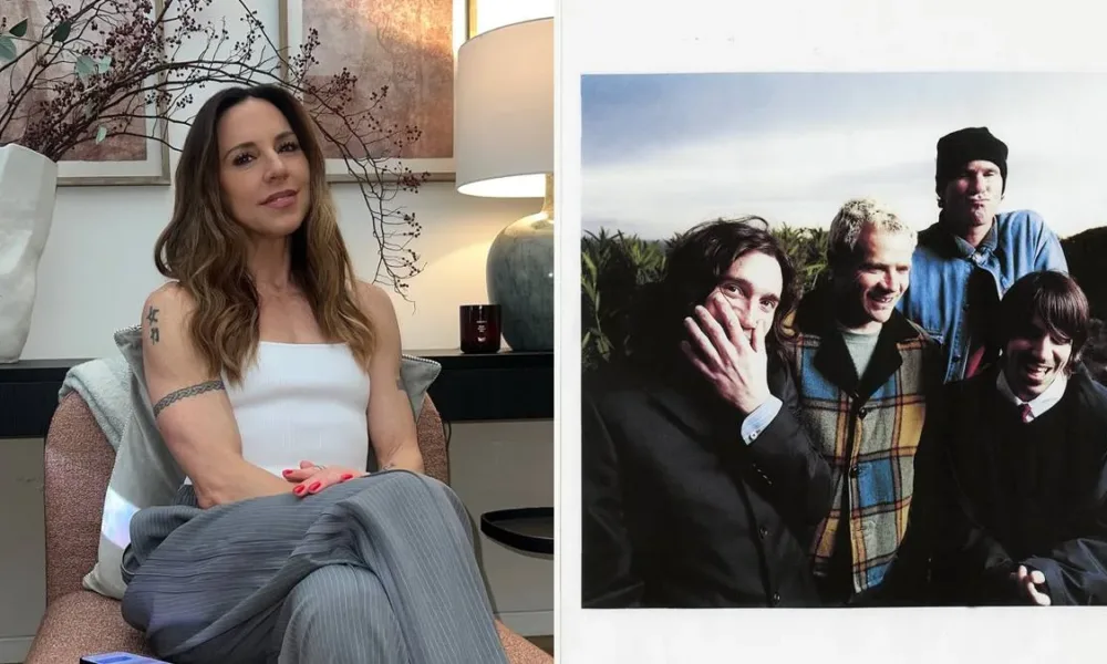 Colagem com Melanie C à esquerda e membros do Red Hot Chilli Peppers à direita na promoção do "By The Way". Ela foi inspiração para banda; entenda história.