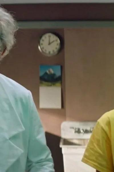 Campanha promocional da Adult Swim estrelada por Christopher Lloyd como Rick Sanchez e Jaeden Martell como Morty em laboratório.