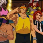 Esta é uma cena da série de animação X-Men '97, continuação direta da animação dos anos 90. Mutantes com Ciclope ao centro.