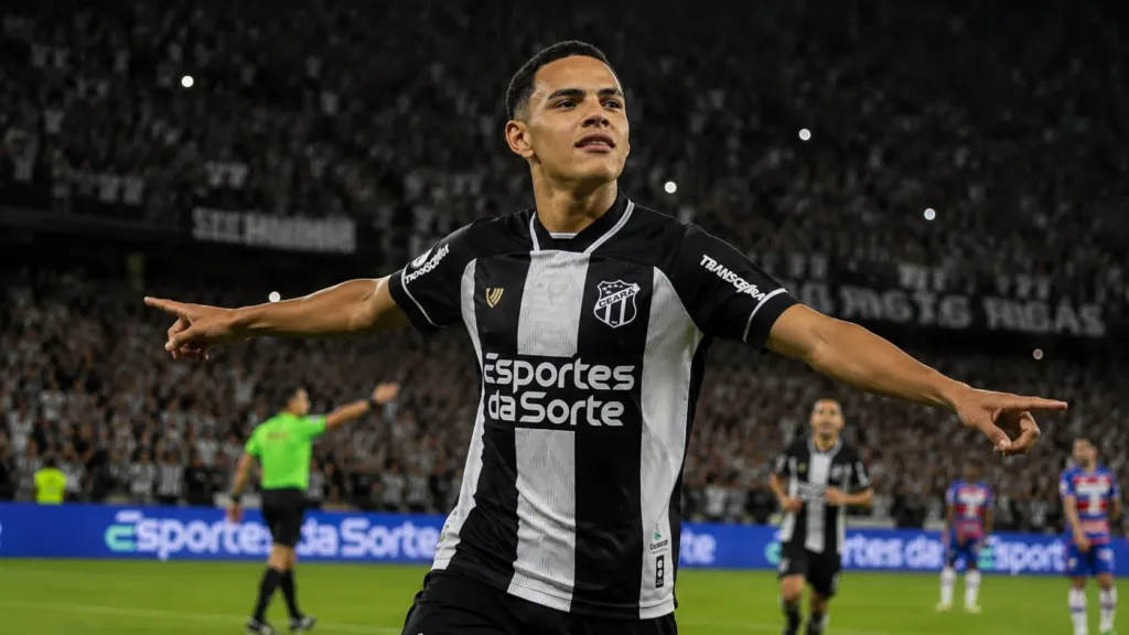 Ceará Vence o Avaí no Presidente Vargas e Volta a Triunfar na Série B 1 Melk do Ceará comemorando gol - IA