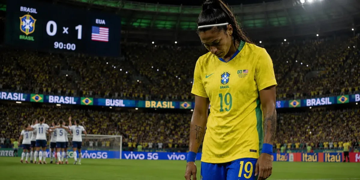 Seleção Brasileira Feminina Perde Para os EUA em Noite de Castelão Lotado Geyse cabisbaixa em derrota da Seleção Brasileira