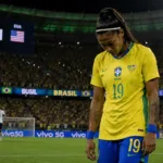 Geyse cabisbaixa em derrota da Seleção Brasileira