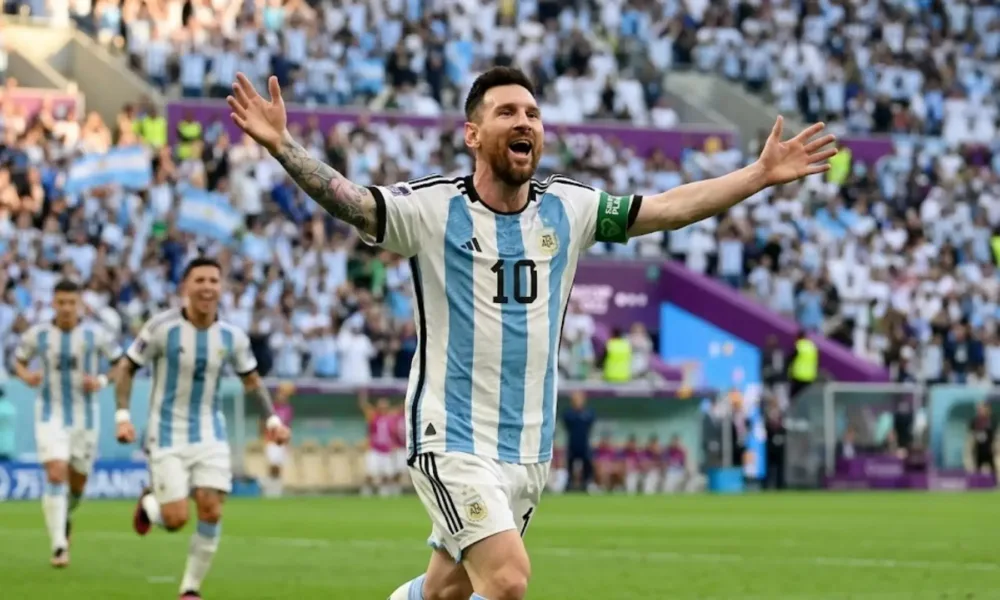Copa do Mundo: Messi comemorando