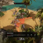 Tela do jogo, em praia, do jogo "Rogue Waters", da Epic Games.